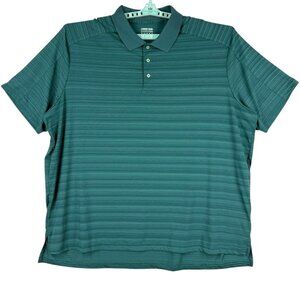 Lands End Outfitters Men's Short Sleeve Striped Green‎ Teal Polo Shirt Size 3XL